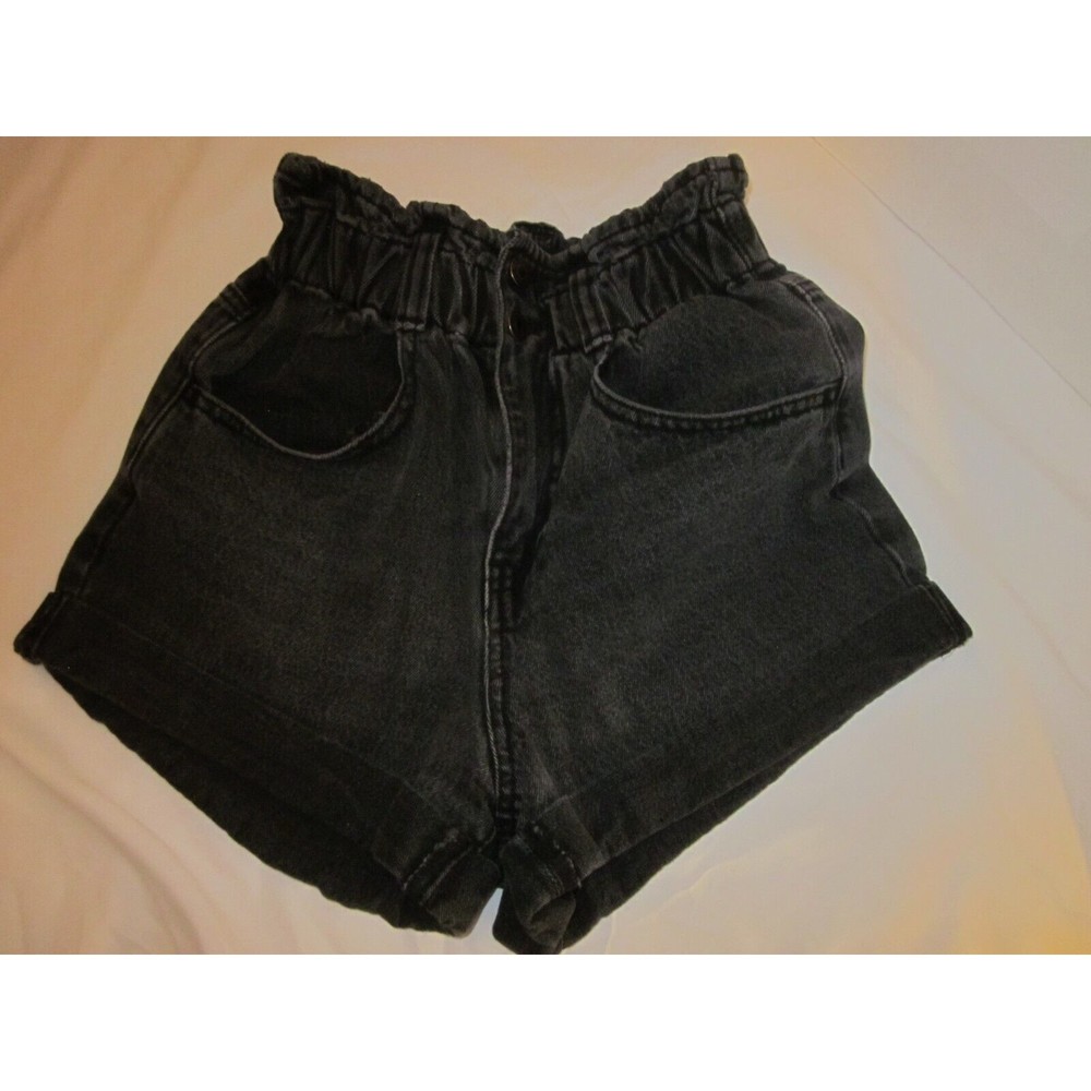 Forever 21 Denim Shorts Size XS Elastic Waist Pockets Belt Loop Black